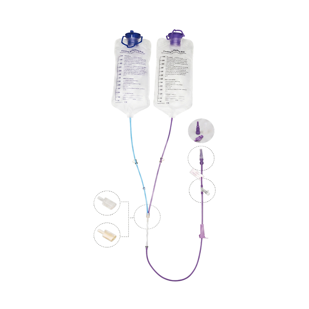 스파이크 및 나사 스파이크 옵션이 포함된 펌프 공급 듀얼 백 튜브 공급 시스템 1000ml/1200ml
