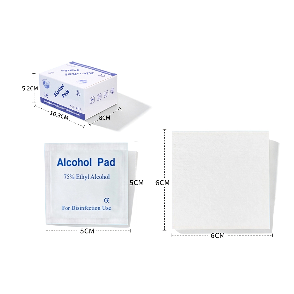패드 100개/박스 대형 75% 6x6cm CE 인증 의료 등급 개별 포장 소독 알코올 준비 패드