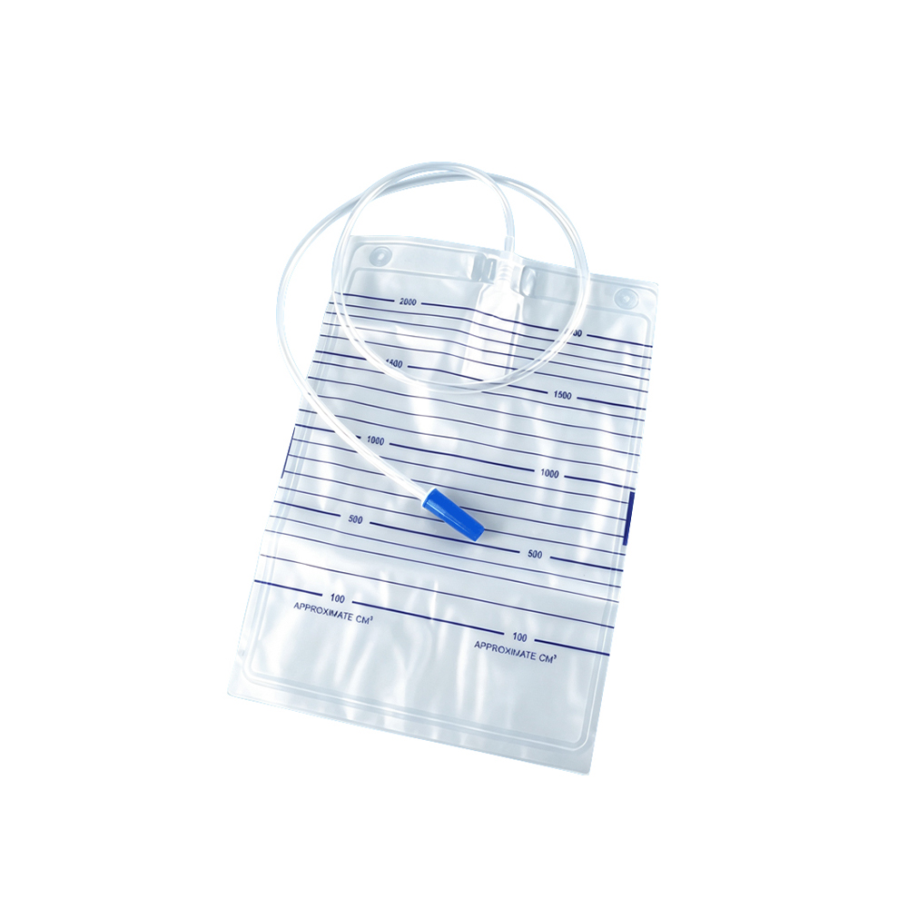 밸브가 없는 1000ml/1500ml/2000ml 멸균 옵션 의료용 무독성 PVC 소변 주머니