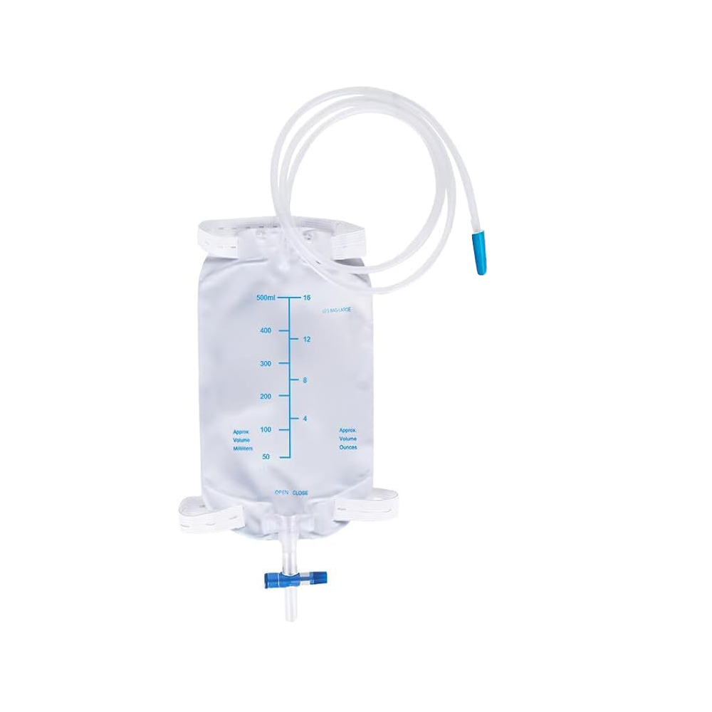 역류 방지 밸브가 포함된 500ml 휴대용 및 눈에 띄지 않는 라텍스 프리 의료용 PVC 요로 다리 가방