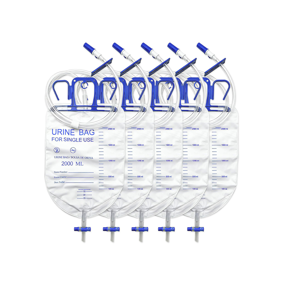 럭셔리 2000ml 역류 방지 옵션 10mm 엑스트라 와이드 튜브가 포함된 라텍스 프리 소변 배수 백