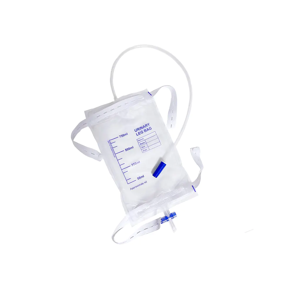 750ml 비뇨기 라텍스 프리 의료용 PVC 인체공학적 컴포트 핏 레그 백(역류 방지 밸브 포함)